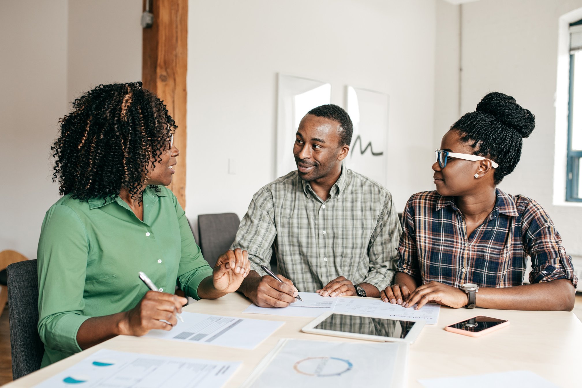 Insurance agent working with new clients